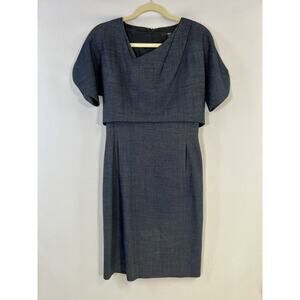 Hugo Boss Danutana Virgin Wool Pencil Dress Dark Gray Size 2 Career Work Office